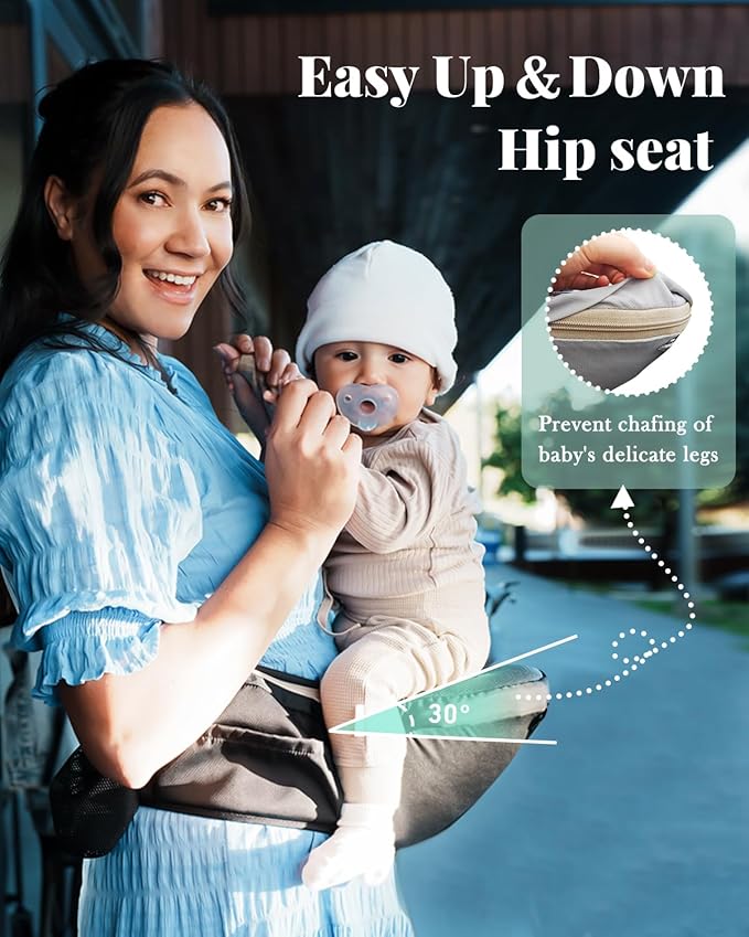 Baby Carrier, MOMTORY Safety-Certified 6-in-1 Baby Carrier Newborn to Toddler, Adjustable Detachable Infant Baby Hip Seat Carrier for 7-50lbs, All Seasons, Perfect for Shopping Travelling-CubbioJoy