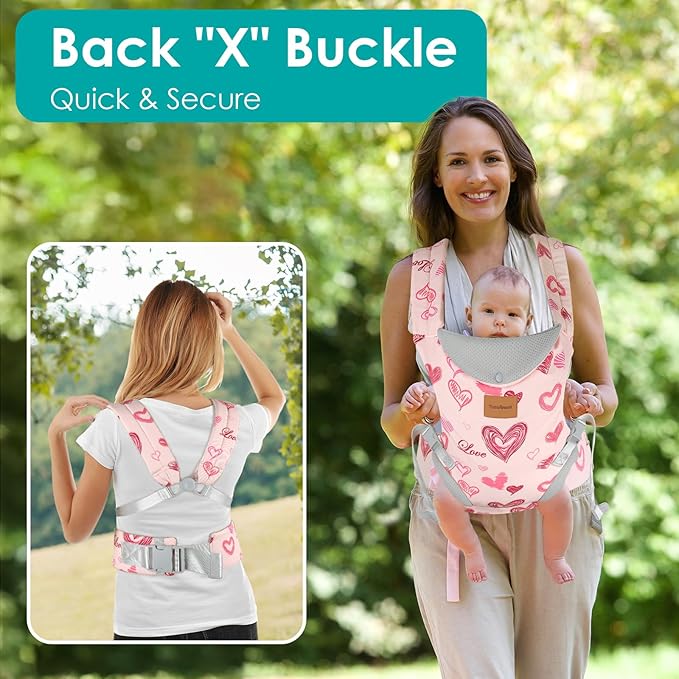 Baby Carrier Newborn to Toddler, Ergonomic Adjustable Toddler Carriers for 7-66 Lbs, Cozy Lightweight Infant Carrier with Neck Support, Baby Holder Carrier with Lumbar Support for Mom Dad-CubbioJoy