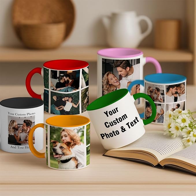 Custom Photo & Text Mug Add Personalized Text, Upload Your Image Personalized 11.5oz Mug Choose From Various Designs The Suitable Gift for Parents (C02 TEXT & PHOTO)-CubbioJoy