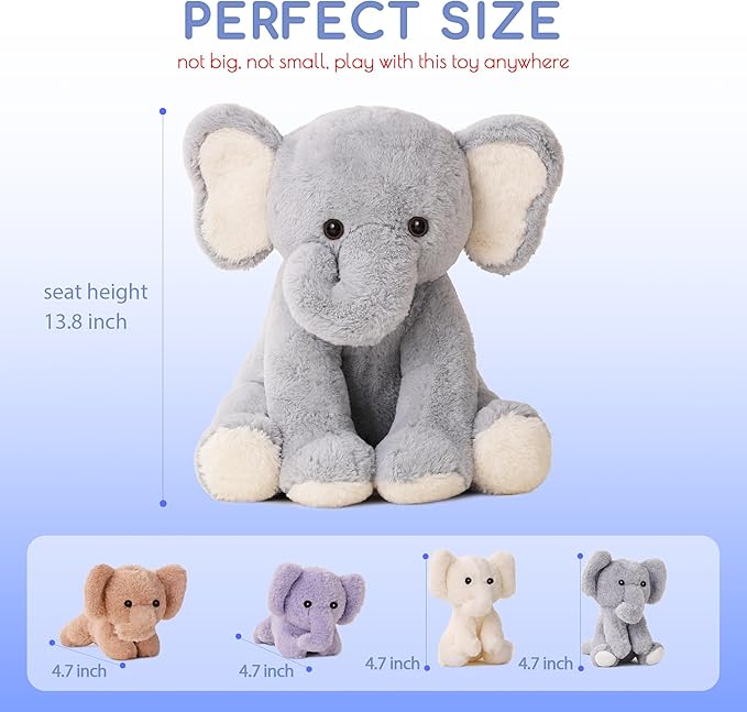 5 Pieces Elephant Stuffed Animals for Girls, 1 Mommy Elephant with 4 Babies Soft Plush Set Toys Gifts for Kids Children 3 4 5 6 7 8 9 Years, Christmas, Birthday, Children's Day-CubbioJoy