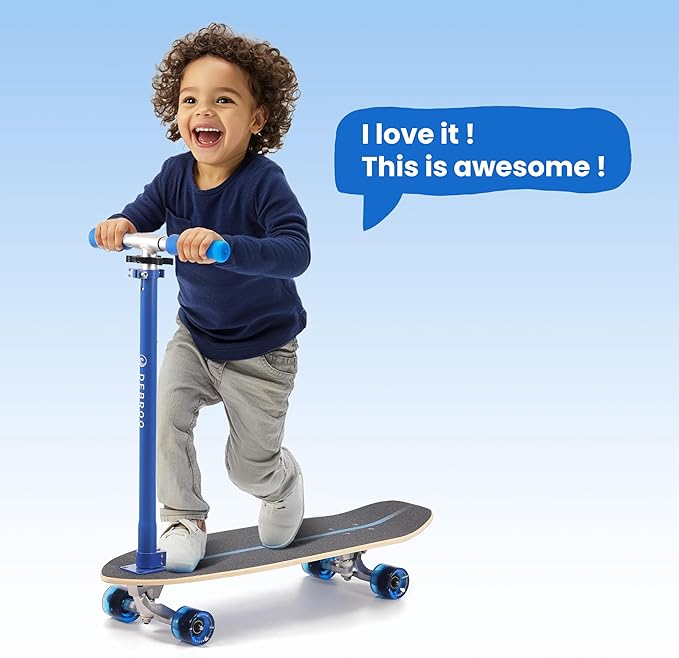 2-in-1 Kids Skateboard & Lean-to-Steer Scooter with Detachable Handlebar, LED Light-Up Wheels, Adjustable Height – Beginner Surf Skateboard for Ages 3+-CubbioJoy