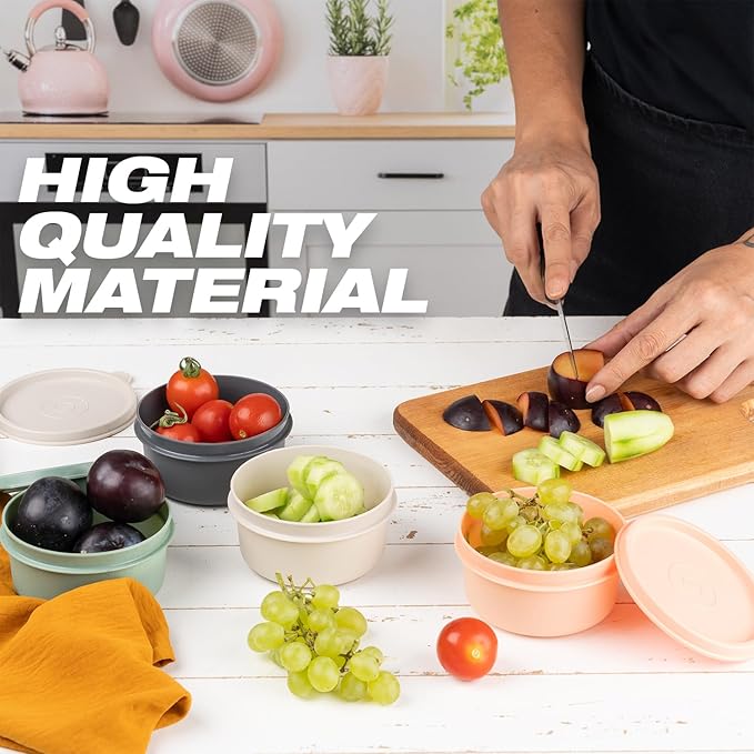 9 oz Small Round Food Storage Containers with Lids Set of 10, Airtight Leakproof Reusable, Plastic To Go Bento Box, Mini Lunch Box, Snack Storage Bowl, for Kitchen, Picnic (10)-CubbioJoy