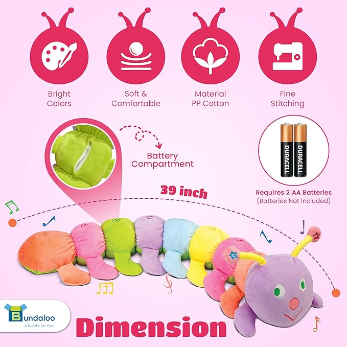 Bundaloo Jumbo Musical Caterpillar Plush Toy - Plays Fun Songs and 8 Musical Key Notes | for Children & Toddlers-CubbioJoy