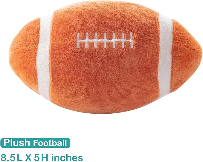 4 Piece Crib Bedding Set for Boys Girls, Infant Toddler Nursery Baby Bedding Sets Includes Cartoon Quilt, Fitted Crib Sheet, Crib Skirt and Plush Football Toy (MVP)-CubbioJoy