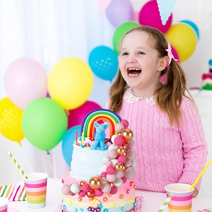 75 Pieces Cake Balls Topper Decorations Foam Cupcake Topper Mini Balloon Cake Topper Balls Cake Picks for Cake Deco Birthday Party Wedding（Rose Pink, Pink, Gold, White）-CubbioJoy