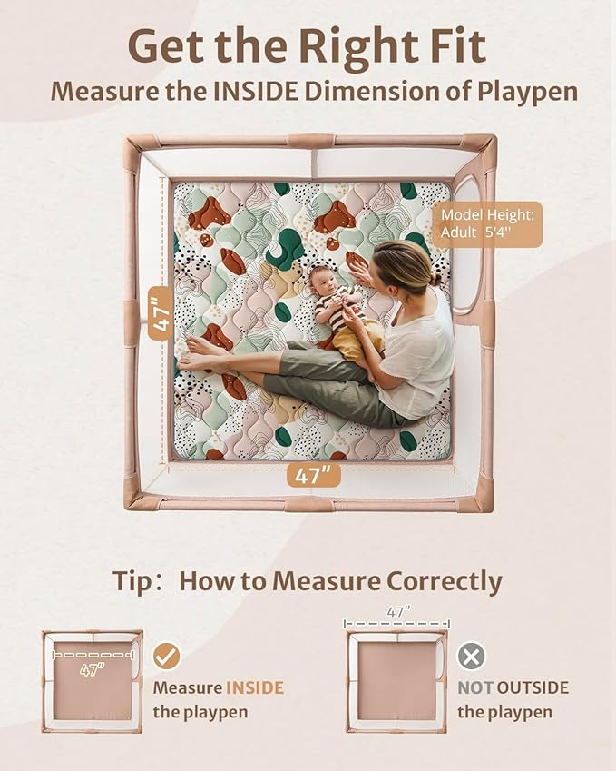 Blissful Diary Baby Play Mats for Floor, 47x47 Inch Playpen Mat, Thicker Padding Foam Playmats for Babies and Toddlers Infants, Modern Abstract-CubbioJoy