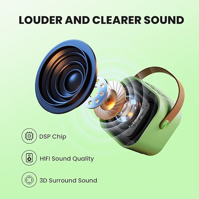 IROO Mini Karaoke Machine for Kids, 2025 TOP Toys Birthday Gifts Ideas for Girls Ages 4, 5, 6, 7, 8, 9, 10, 12+ Years Old, Portable MP3 Player with 2 Wireless Mics for Party-CubbioJoy