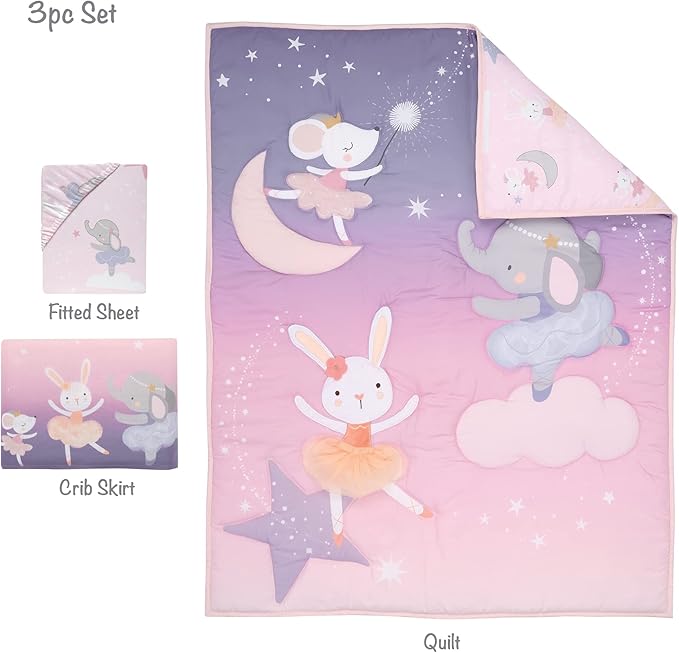 Bedtime Originals Tiny Dancer 3-Piece Ballet Baby Crib Bedding Set - Elephant-CubbioJoy