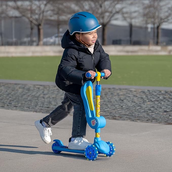 Jetson Character Kids Kick Scooter, LED Lights on Stem & Light-Up Wheels, Lightweight Frame, Height-Adjustable Handlebar, Lean-to-Steer System, Easy-Fold Mechanism-CubbioJoy