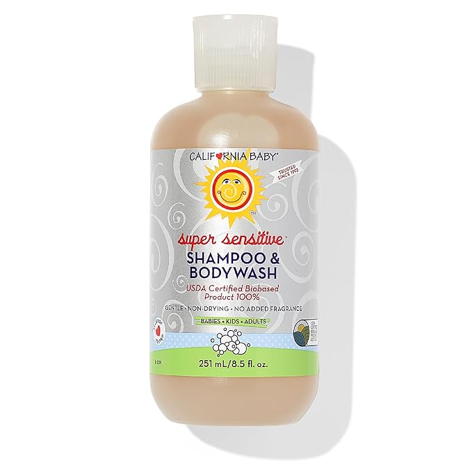 California Baby Super Sensitive Baby Shampoo and Body Wash | 100% Plant-Based | Gentle Fragrance Free Shampoo | Hypoallergenic | 251 mL / 8.5 oz-CubbioJoy