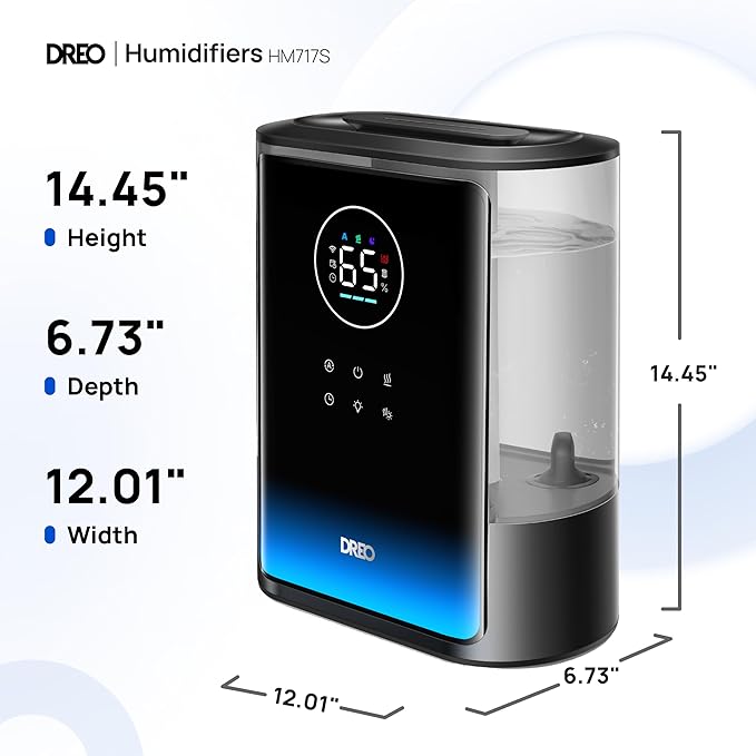 Dreo 8L Smart Humidifiers for Bedroom 600ft², 80H Runtime Warm&Cool Supersized Mist Humidifier for Large Room Indoor, Quiet Whole House humidifier for Baby, Plants, with Alexa/Google, Black, HM717S-CubbioJoy