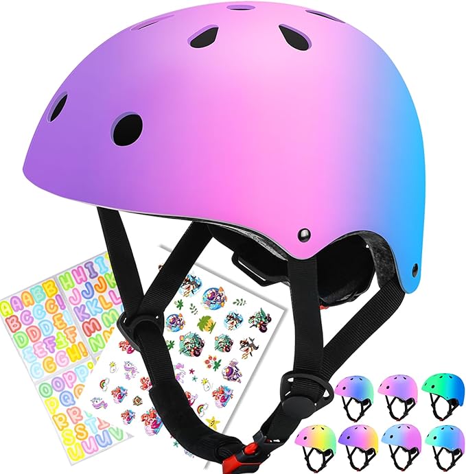 Color Gradient Adjustable Kids Bike Helmet Toddler Skateboard Helmets Boys Girls Child Ventilation Helmet for Multi-Sports Skating Cycling Scooter Balance-CubbioJoy
