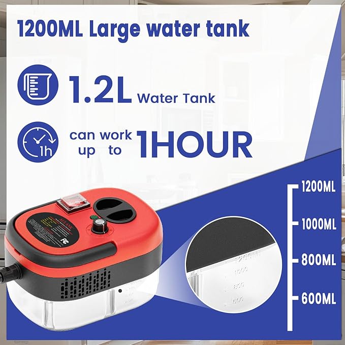 2500W Handheld Steam Cleaner,Portable Car Steamer For Auto Detailing,High-Temperature and Pressure Steam Cleaner For Home, Steam Cleaning Machine for Furniture,Kitchen,Grout,Floor,Tile (Red)-CubbioJoy