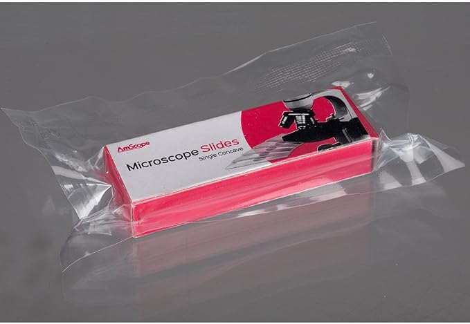 AmScope PS25-BSC12-72P100S22 25 Piece Microscope Prepared Slides, 72 Piece Pre-Cleaned Blank Plate Slides, 12 Piece Single Depression Concave Slides and 100 Piece Coverslips-CubbioJoy