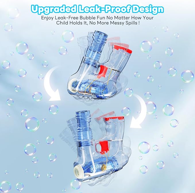 Kid Odyssey 2 Pack Bubble Gun with 4 Refill Solution and 3 Colorful LED Light, Bubble Machine for Kids, Bubble Maker for Party Favors, Birthday Gift, Indoor Outdoor Toys for Toddlers-CubbioJoy