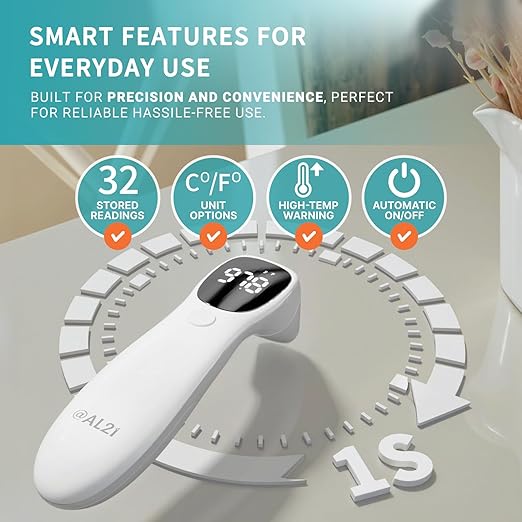 Dual Mode Thermometer for Adults, Kids, and Babies – Infrared Digital Forehead and Ear Thermometer, No Touch with Fever Alarm and Fast Results-CubbioJoy
