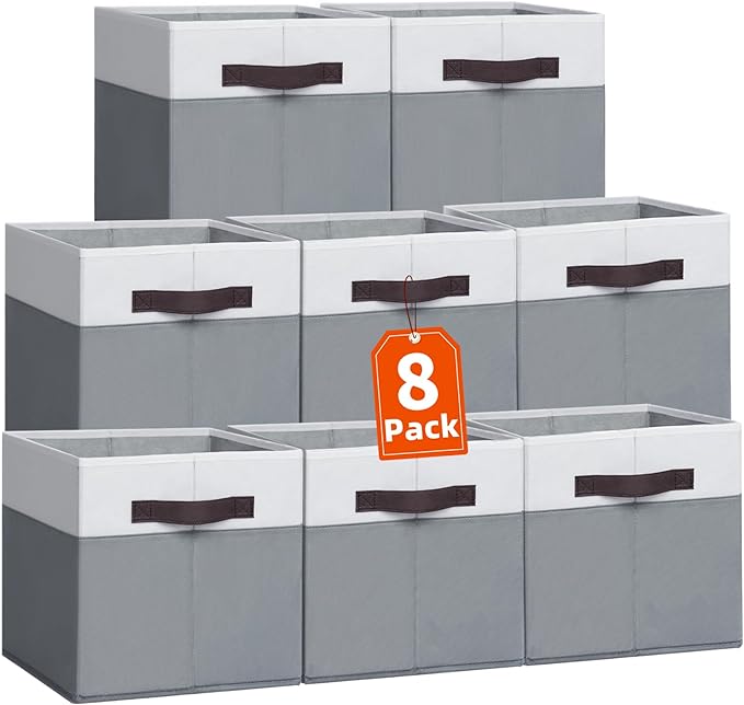 Criusia Storage Cubes for Cube Organizer - 13 inch Fabric Storage Bins for Organizing Clothes Toys Blanket -8 Pack Versatile Storage Baskets for Shelves/Storage and Organization for Bedroom RV Closet-CubbioJoy