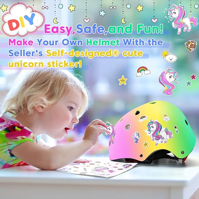 Color Gradient Adjustable Kids Bike Helmet Toddler Skateboard Helmets Boys Girls Child Ventilation Helmet for Multi-Sports Skating Cycling Scooter Balance-CubbioJoy