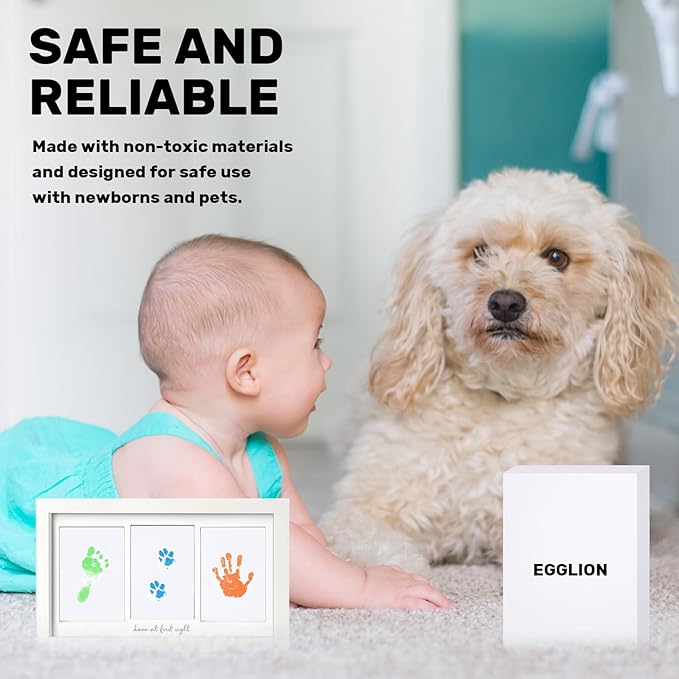 4-Pack Inkless Baby Hand and Footprint Kit with Mess-Free Ink Pad – Baby Safe Ink Pad for Hand, Foot & Paw Prints – Newborn Footprint & Paw Print Kit for Dogs and Cats – 16 Cards(Candy)-CubbioJoy