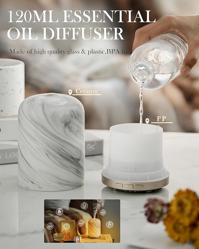 Aromatherapy Diffuser – Ultrasonic Essential Oil Diffuser, Health Night Light, Timer & Auto Shut-Off, BPA-Free, 120ml Diffusers for Home, Office, or Spa-CubbioJoy