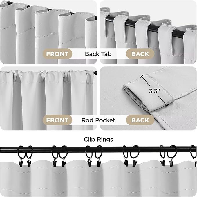 Joydeco 84 Inch 60% Blackout White Curtains 2 Panels,Elegant Soft Sheer Curtains for Bedroom,Thermal Insulated Black Out Drapes for Living Room,Rod Pocket Back Tab Drapes(W52 x L84 Inch,Greyish White)-CubbioJoy