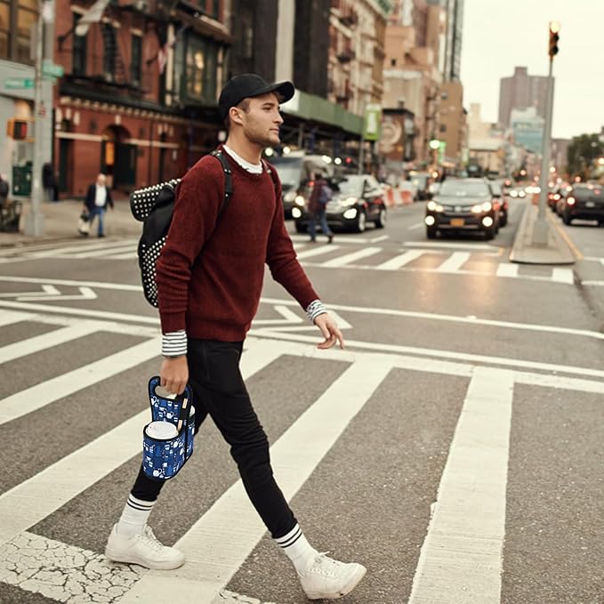 Beautyflier Drink Carrier with Handle for Delivery Reusable Insulated Coffee Cup Carrier Portable Cup Holder with Handle Organizer Tote Bag for Hot & Cold Drinks (2 Cup, Pattern2)-CubbioJoy