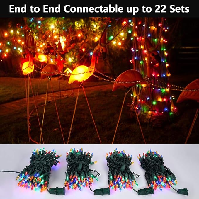 Brizled 4 Pack Color Christmas Lights, 33ft 100 LED Christmas String Lights, 120V UL Certified Multicolor Xmas Tree Light Plugin Mini Xmas Light for Indoor Outdoor Tree Party Home Wedding Decorations-CubbioJoy