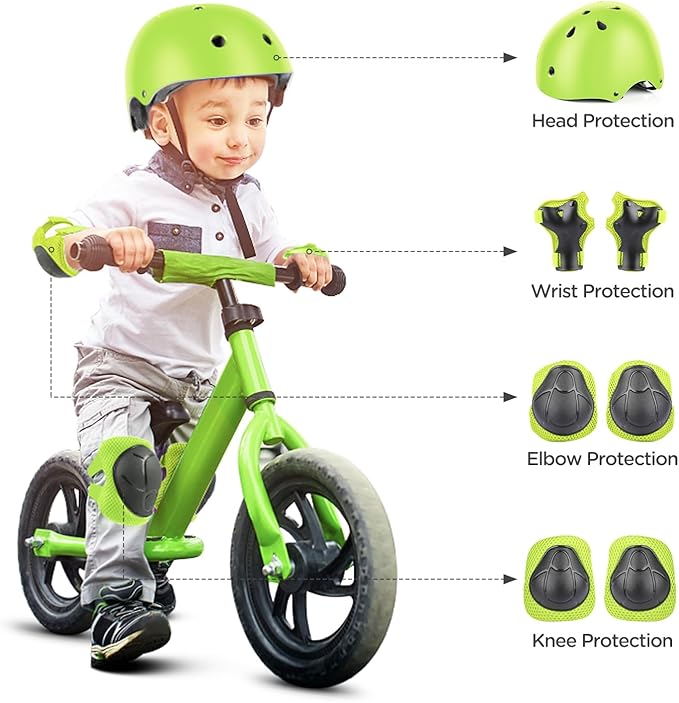 DaCool Kids Bike Helmet Set Skateboard Knee Pads - Kids Helmet Elbow Pads Wrist Guards Adjustable for 3~10yrs Girl Boy Kids Protective Gear Set for Sport Cycling Bike Roller Skating Scooter-CubbioJoy