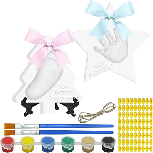 Baby Handprint Footprint Keepsake Ornament Kit, Personalized Baby Foot Printing Kit for Newborn Clay Impression Handmade DIY Imagination to Create-CubbioJoy