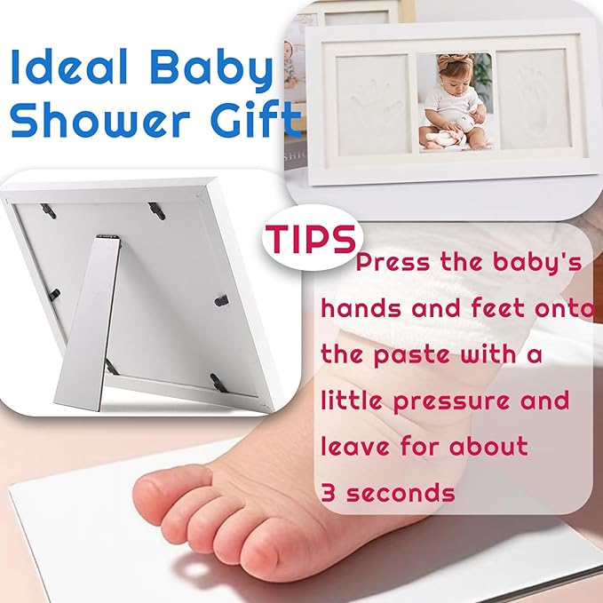 Baby Clay Hand and Footprint Kit, Newborn Keepsake Frame, Personalized Baby Gifts for New Mom Nursery Decor, Baby First Christmas Gifts for Girls Boys Baby Shower Gifts-CubbioJoy