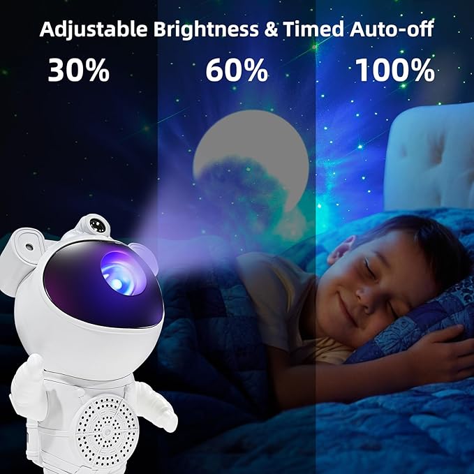 Astronaut Galaxy Projector-Star Projector,Bluetooth Speaker,White Noise, Star and Moon Galaxy Lights for Bedroom with Timer and Remote, Nebula Night Light 360° Adjustable, Starry Space Ceiling Lamp-CubbioJoy