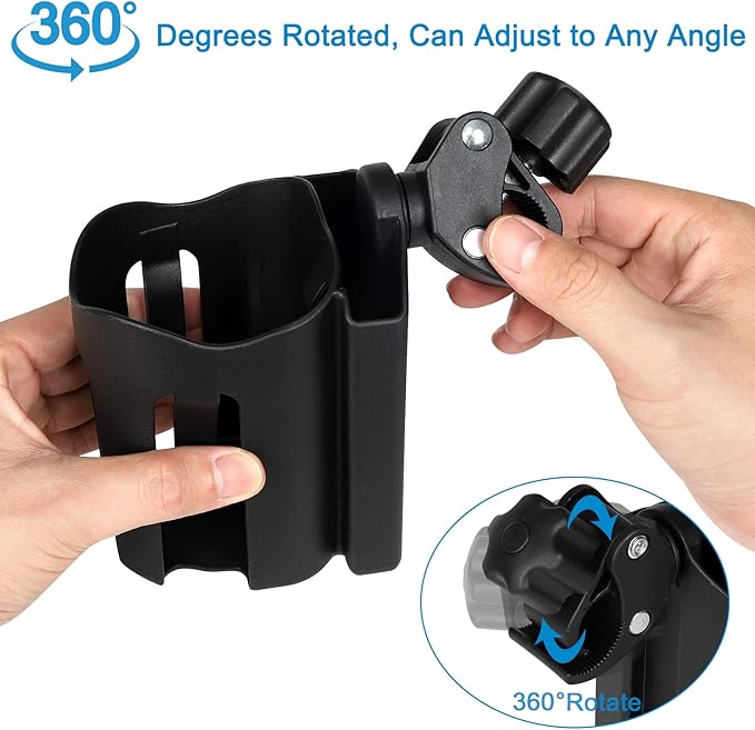 Accmor Stroller Cup Holder with Phone Holder, Universal Cup Holder, Bike Cup Holder, 360° Rotatable Large Caliber Drinks Holder for Stroller, Bike, Wheelchair, Walker-CubbioJoy