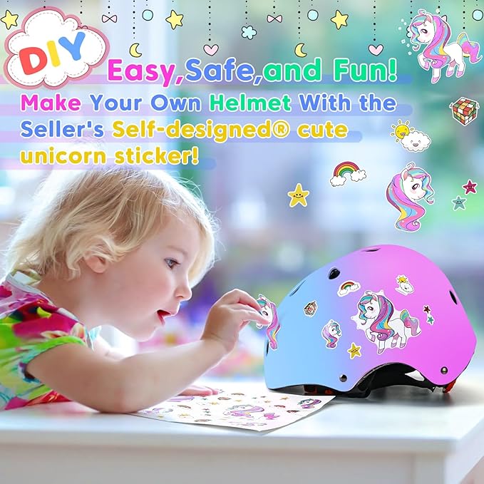 Color Gradient Adjustable Kids Bike Helmet Toddler Skateboard Helmets Boys Girls Child Ventilation Helmet for Multi-Sports Skating Cycling Scooter Balance-CubbioJoy