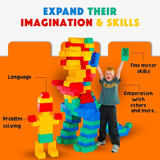 Big Blocks for Kids Ages 4-8 — Indoor & Outdoor Blocks for Kids Games — Large Building Blocks (48 pc) Learner Set-CubbioJoy