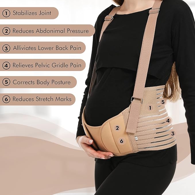 Belly Bands For Pregnant Women - Maternity Belt Pregnancy Support - Breathable Abdominal Binder, Back Support, Multiple Sizes And Colors For All Stages Of Pregnancy & Postpartum-CubbioJoy