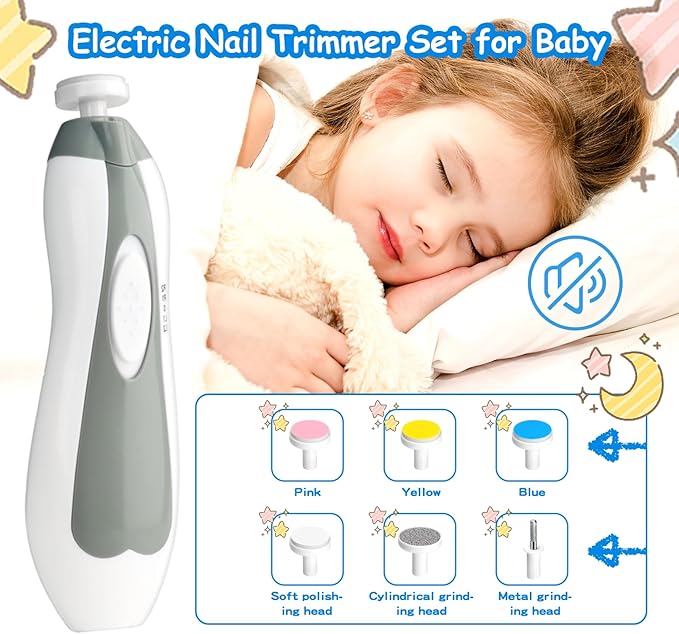 Baby Healthcare and Grooming Kit, 28 in 1 Portable Baby Essentials Kit Electric Nail Trimmer Set with Gas Relief Hair Brush Comb Nasal Aspirator for Newborn Boys Girls (Grey White)-CubbioJoy