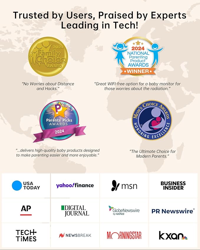 2K Video Baby Monitor with Camera and Audio, 3000ft Long Range Baby Monitor No WiFi 5.5" FHD Screen ANC Baby Camera Wireless, Feeding Clock, Night Vision, 2-Way Talk, AI Cry Detect, 6000mAh-CubbioJoy