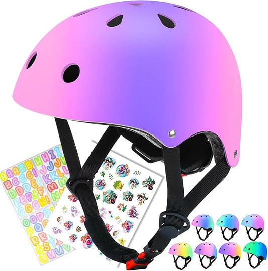 Color Gradient Adjustable Kids Bike Helmet Toddler Skateboard Helmets Boys Girls Child Ventilation Helmet for Multi-Sports Skating Cycling Scooter Balance-CubbioJoy