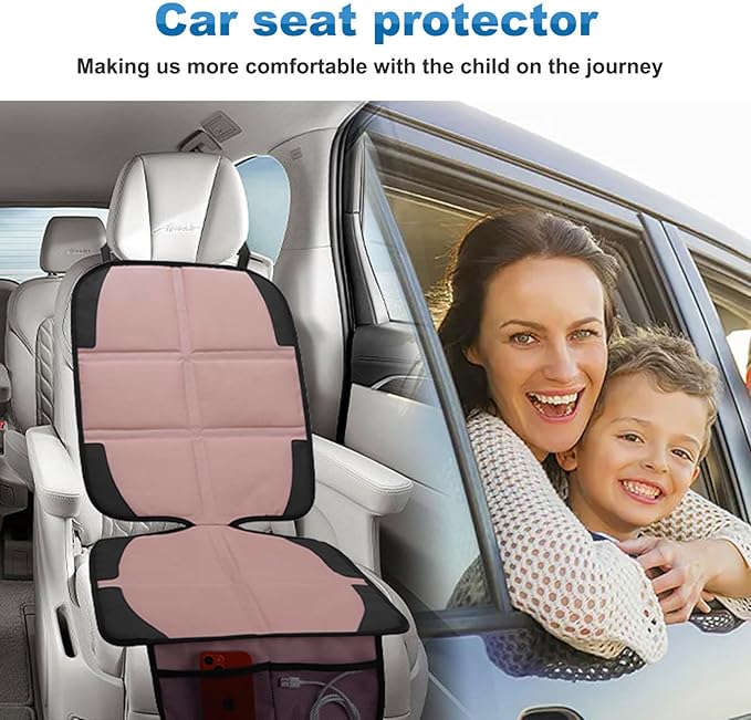 Car Seat Protector for Child, 2 Pack Baby Covers with Mesh Pockets & Non-Slip Backing 600D Durable Under Seat for Back (Rose Gold, Standard)-CubbioJoy