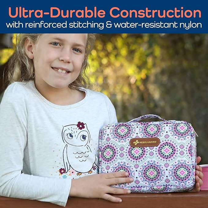 KeepGoing Large Home First Aid Kit for Kids – 270 Pc. for Car, Home, Dorm, & Boat with Latex-Free Bandages – 10 x 7 x 3.5 in. Travel First Aid Kit (Boho)-CubbioJoy