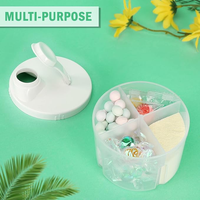Accmor Baby Formula Dispenser On The Go, Non-Spill Rotating Four-Compartment Formula Container to Go, Milk Powder Kids Snack Container for Infant Toddler Travel Outdoor, White-CubbioJoy