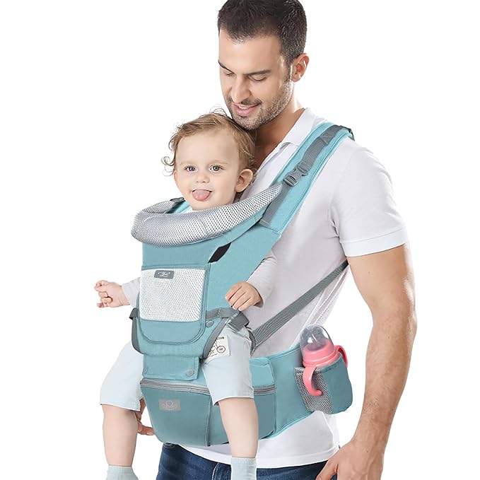 Baby Carrier Ergonomic Infant Carrier with Hip Seat Kangaroo Bag Soft Baby Carrier Newborn to Toddler 7-45lbs Front and Back Baby Holder Carrier for Men Dad Mom-CubbioJoy