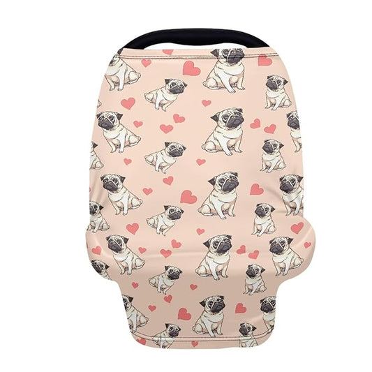 Binienty Cute Bulldog Print Baby Car Seat Canopy Cover Multi Use Nursing Cover for Newborn Boys Girls Soft Breathable Newborn Carrier/Stroller/Shopping Car-CubbioJoy