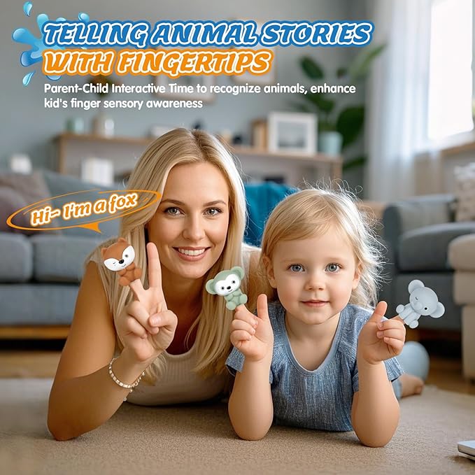 Bath Pool Toys for Toddler, Stacking Toys with 3 Boat 3 Sensory Finger Puppets, Toddler Toys Gifts for 2-4 Year Old Boy Girl, Model A-CubbioJoy