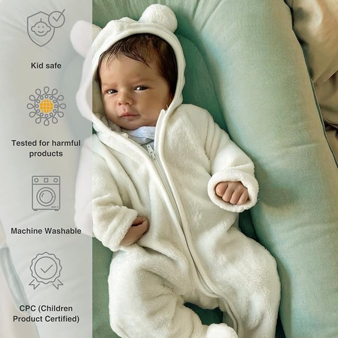 Infant Lounger, Baby Nest Cover for Baby Girls & Boys, Newborn Essentials for Baby 0-18 Months, 100% Cotton Breathable (Spring Green)-CubbioJoy