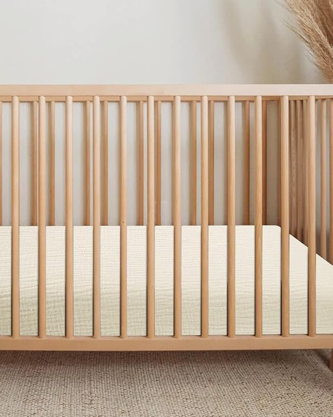 Bassinet Sheet for Baby Boy and Girl, Fitted Sheets for Rectangle, Oval, Hourglass Bassinet Mattress, Muslin Moses Basket Sheets with Neutral Style (Cream)-CubbioJoy
