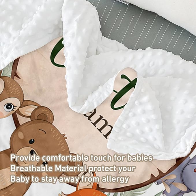 Custom Name Crib Bedding Set - Animal Theme, Personalized Nursery Bedding 3-Piece Set– Soft Blanket, Fitted Sheet, Changing Pad Cover – for Newborns Boys Girls Nursery Gifts-CubbioJoy