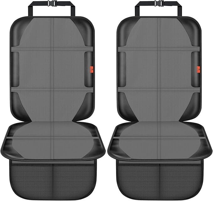 Car Seat Protector,2 Pack Automotive Seat Protectors Baby Carseat Pad Waterproof & Durable 600D Fabric for Child Baby Car Seat Mat Vehicle Pet Cover 2 Storage Pockets (2 Pack Gray)-CubbioJoy