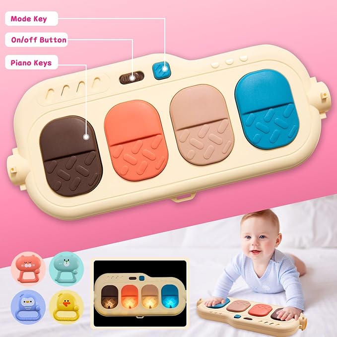 Baby Play Gym Walker Kick and Play Piano Gym for Boys Girls Play Mat Musical Tummy Time Mat Infant Christmas Newborn Gifts Toddlers (Fox Upgraded)-CubbioJoy