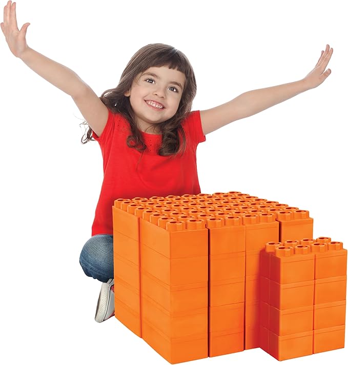 Big Blocks for Kids Ages 4-8 — Indoor & Outdoor Blocks Kids Games — Orange Large Building Blocks - 48 pc-CubbioJoy
